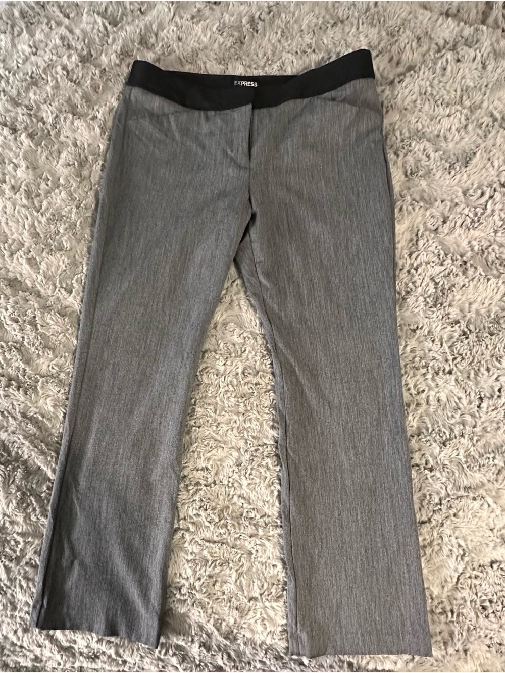 Express Editor Gray Pants with Black Waistband
